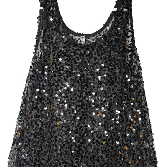Heart Loves Hips Embellished Black Tank Top w/ Sequins Size Small Women's - Picture 5 of 6